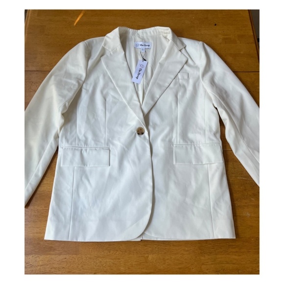 The Drop Ivory Ramona Loose Fit Relaxed Blazer One Button Suit Jacket, Size M - Picture 4 of 14